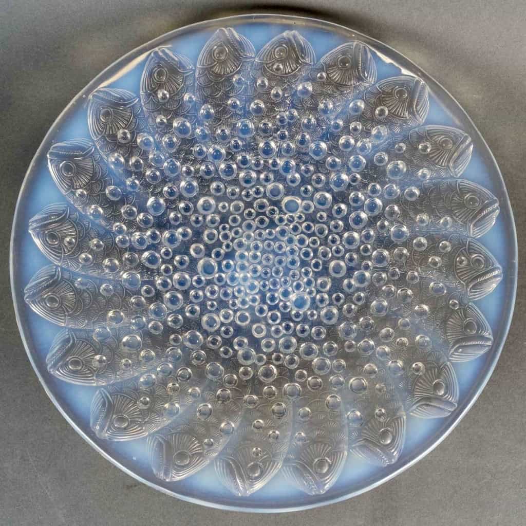 1932 René Lalique – Art Déco Coupe Plat Roscoff Poissons Verre Opalescent 3