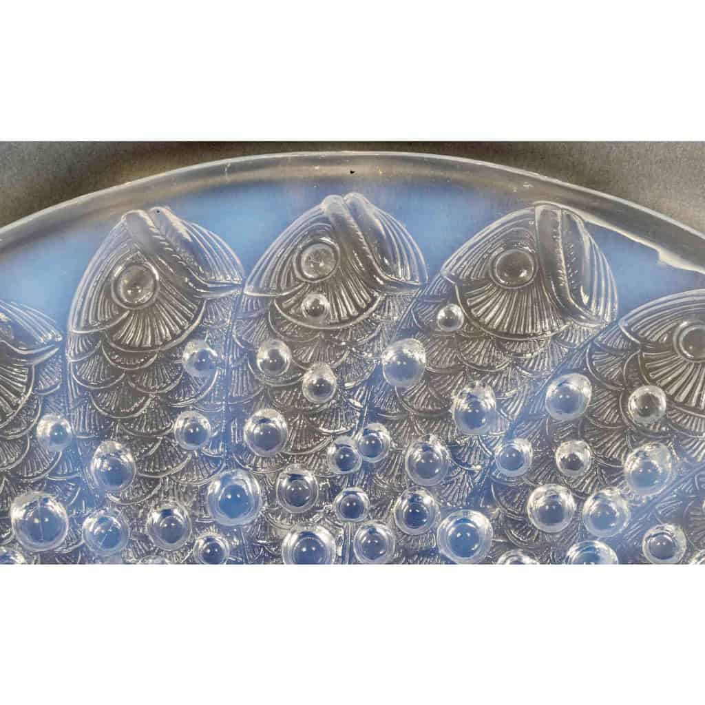 1932 René Lalique – Art Déco Coupe Plat Roscoff Poissons Verre Opalescent 5