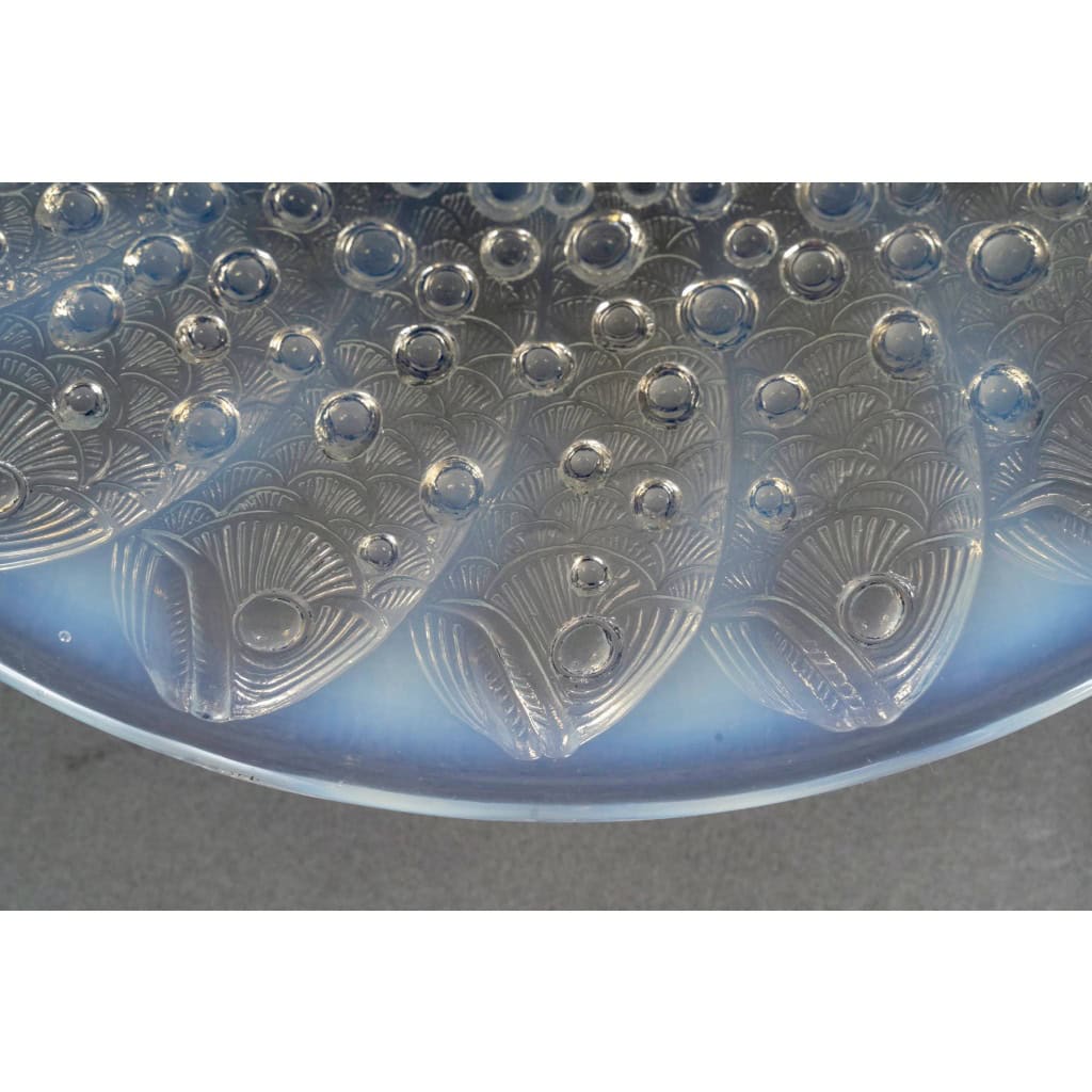 1932 René Lalique – Art Déco Coupe Plat Roscoff Poissons Verre Opalescent 6