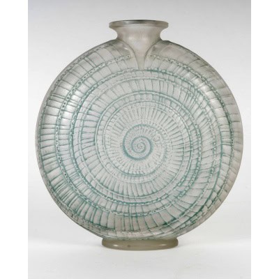 1920 René Lalique – Vase Escargot Verre Blanc Patiné Bleu