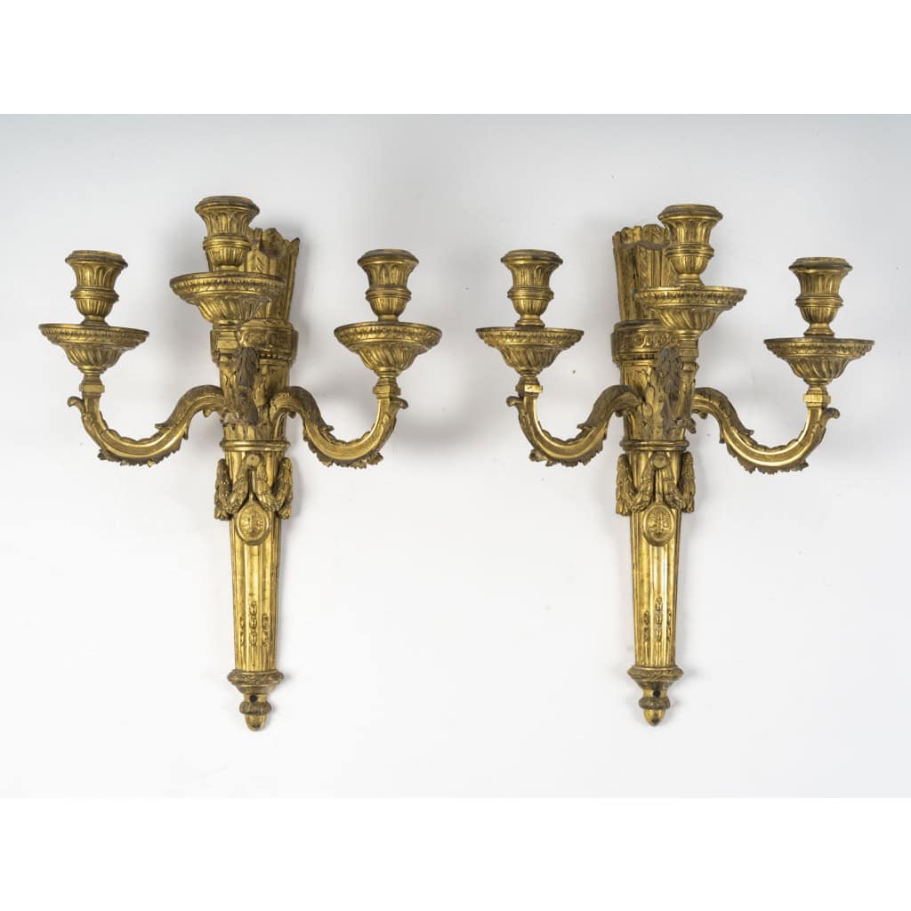 Paire de grandes appliques d’époque Louis XVI. XVIIIe siècle. 3