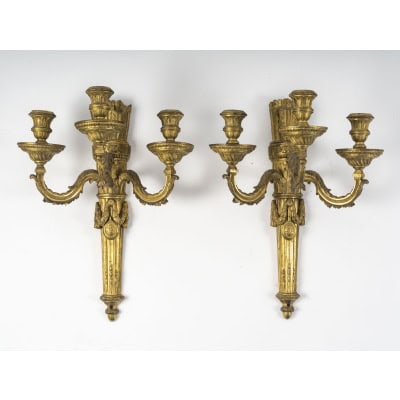 Paire de grandes appliques d’époque Louis XVI. XVIIIe siècle.