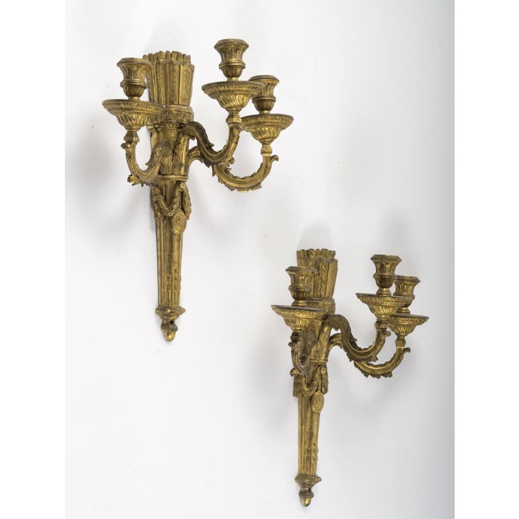 Paire de grandes appliques d’époque Louis XVI. XVIIIe siècle. 5