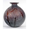 1929 René Lalique – Vase Milan Verre Rouge Ambré Patiné Blanc 8