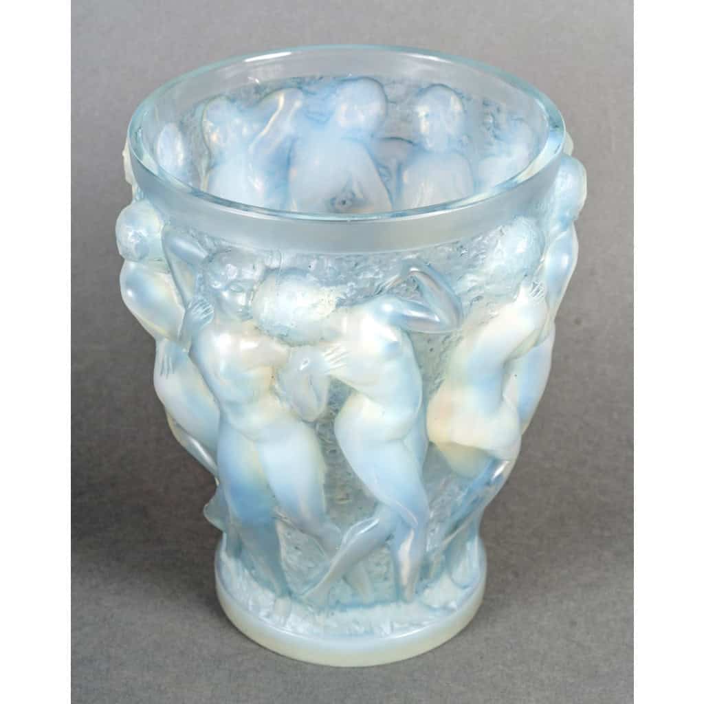 1927 René Lalique – Vase Bacchantes Verre Opalescent Patiné Bleu 6