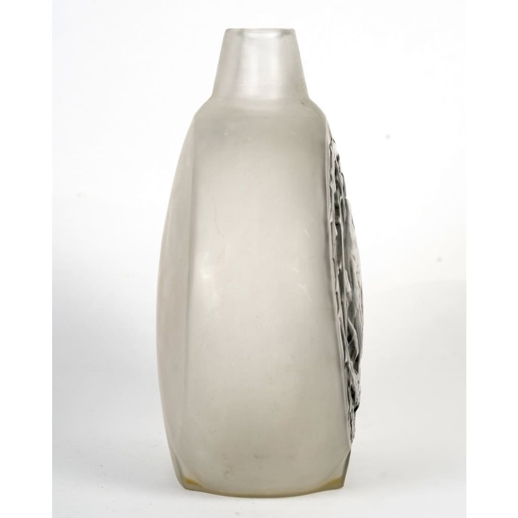 1920 René Lalique – Vase Deux Moineaux Bavardant Verre Blanc Patiné Gris 5