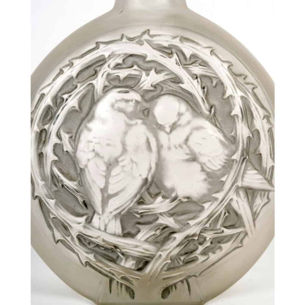 1920 René Lalique – Vase Deux Moineaux Bavardant Verre Blanc Patiné Gris 7