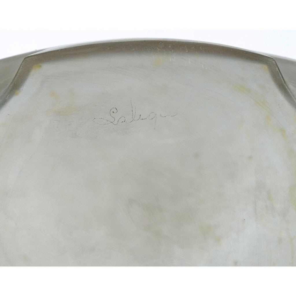 1920 René Lalique – Vase Deux Moineaux Bavardant Verre Blanc Patiné Gris 8