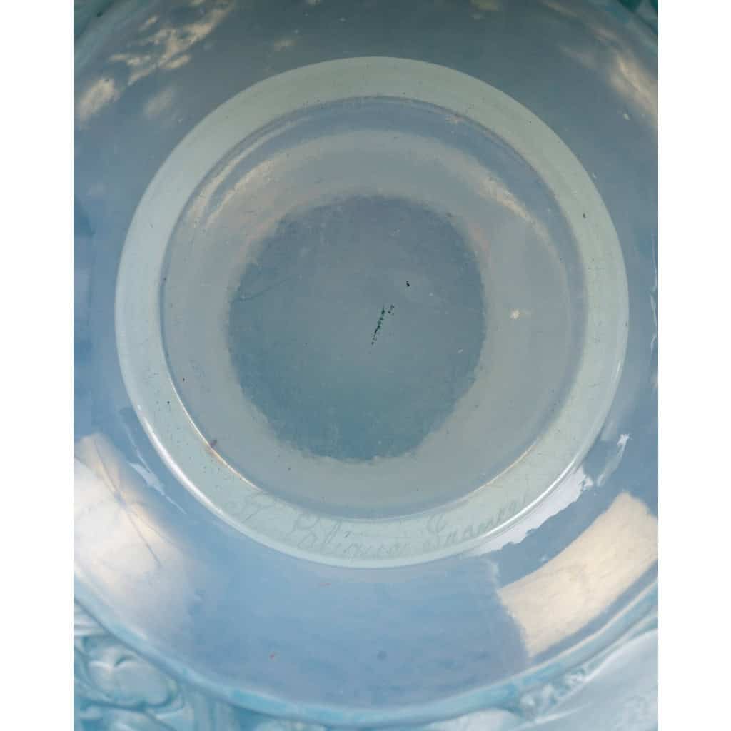 1924 René Lalique – Vase Aras Verre Opalescent Patiné Bleu 6