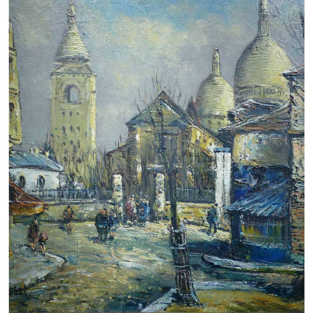 BESSE Raymond Peinture Française 20è Paris Montmartre La Place Du Tertre Huile Sur Toile Signée Certificat d’authenticité 7