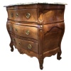 Commode 18è De Port Bois Naturel Ouvrant Trois Tiroirs Reposant Pieds Galbés Dessus Marbre 27