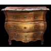 Commode 18è De Port Bois Naturel Ouvrant Trois Tiroirs Reposant Pieds Galbés Dessus Marbre 24