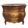 Commode 18è De Port Bois Naturel Ouvrant Trois Tiroirs Reposant Pieds Galbés Dessus Marbre 23