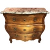 Commode 18è De Port Bois Naturel Ouvrant Trois Tiroirs Reposant Pieds Galbés Dessus Marbre 33