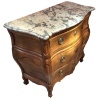 Commode 18è De Port Bois Naturel Ouvrant Trois Tiroirs Reposant Pieds Galbés Dessus Marbre 29