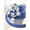 Chapeau – Capeline « Eliza » – Capeline formée saucer en sisal blanc et marine, agrémentée d une tige fleurie. 8