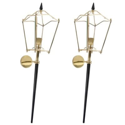 1960 Grande paire d’Appliques-lanternes de Jacques Adnet