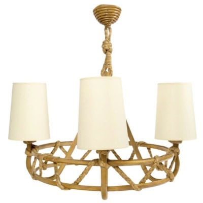 1950 Lustre en rotin de Louis Sognot