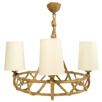 1950 Lustre en rotin de Louis Sognot