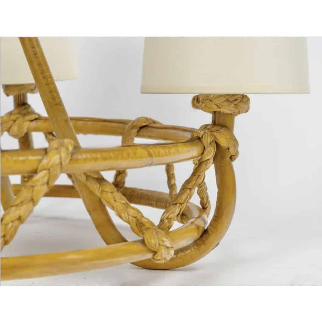 1950 Lustre en rotin de Louis Sognot 7