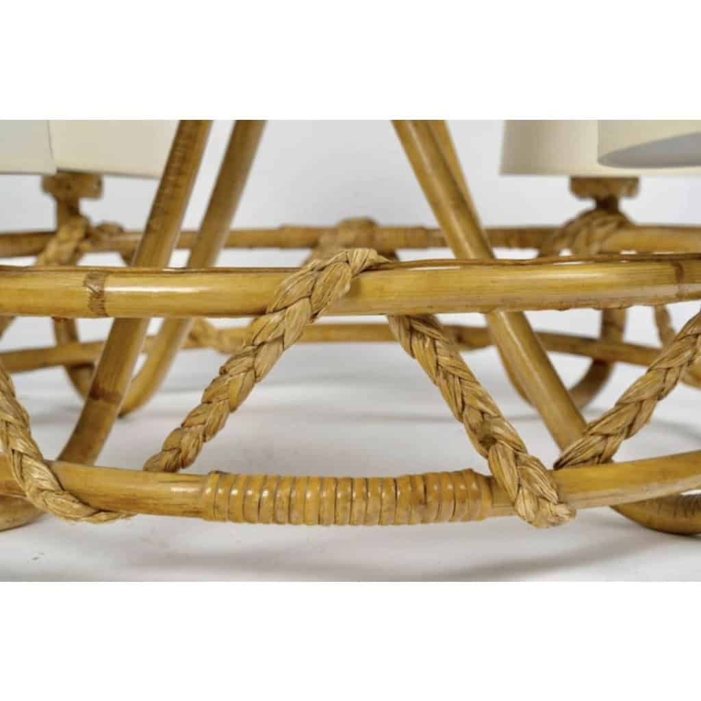 1950 Lustre en rotin de Louis Sognot 6