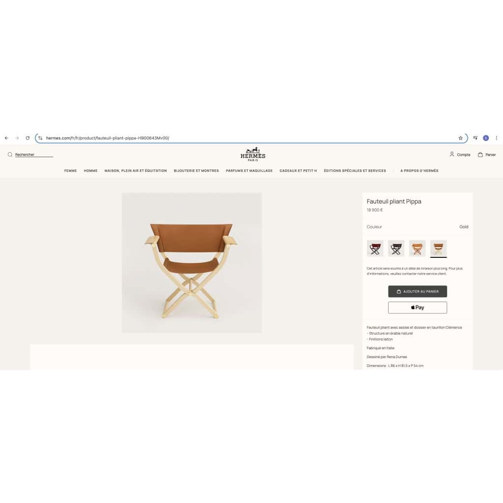 Hermès – Fauteuil Pliant Pippa Cuir Et Bois 12
