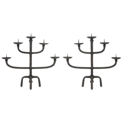 1950 Grande paire de chandeliers de Jean Touret, Atelier Marolles 3