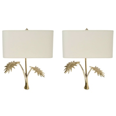 1960 Paire d’appliques « Feuillage » en bronze Maison Roche