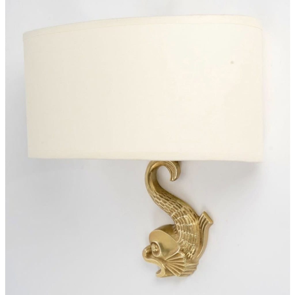 1940 Paire d’appliques en bronze « Hippocampe » de Marcel Guillemard 4