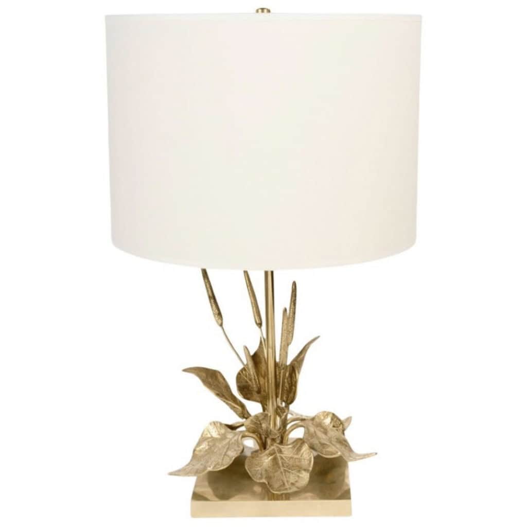 1970 Lampe à poser florale en bronze de la Maison Charles Pegay 3