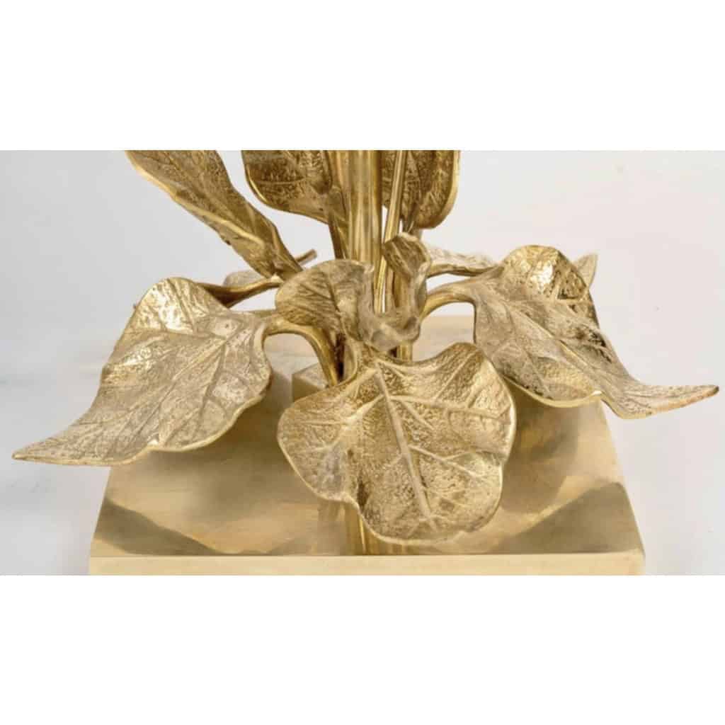 1970 Lampe à poser florale en bronze de la Maison Charles Pegay 6