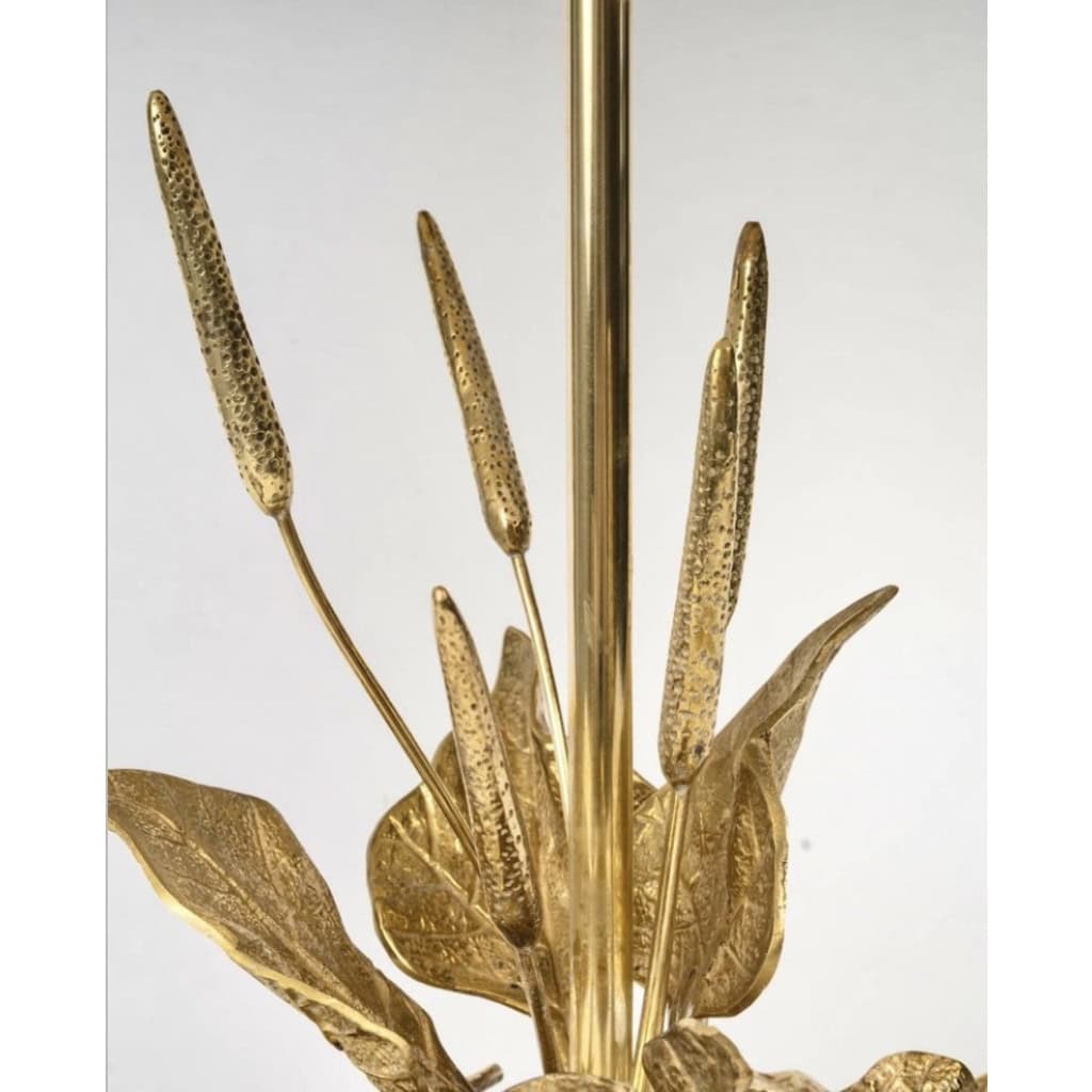 1970 Lampe à poser florale en bronze de la Maison Charles Pegay 5