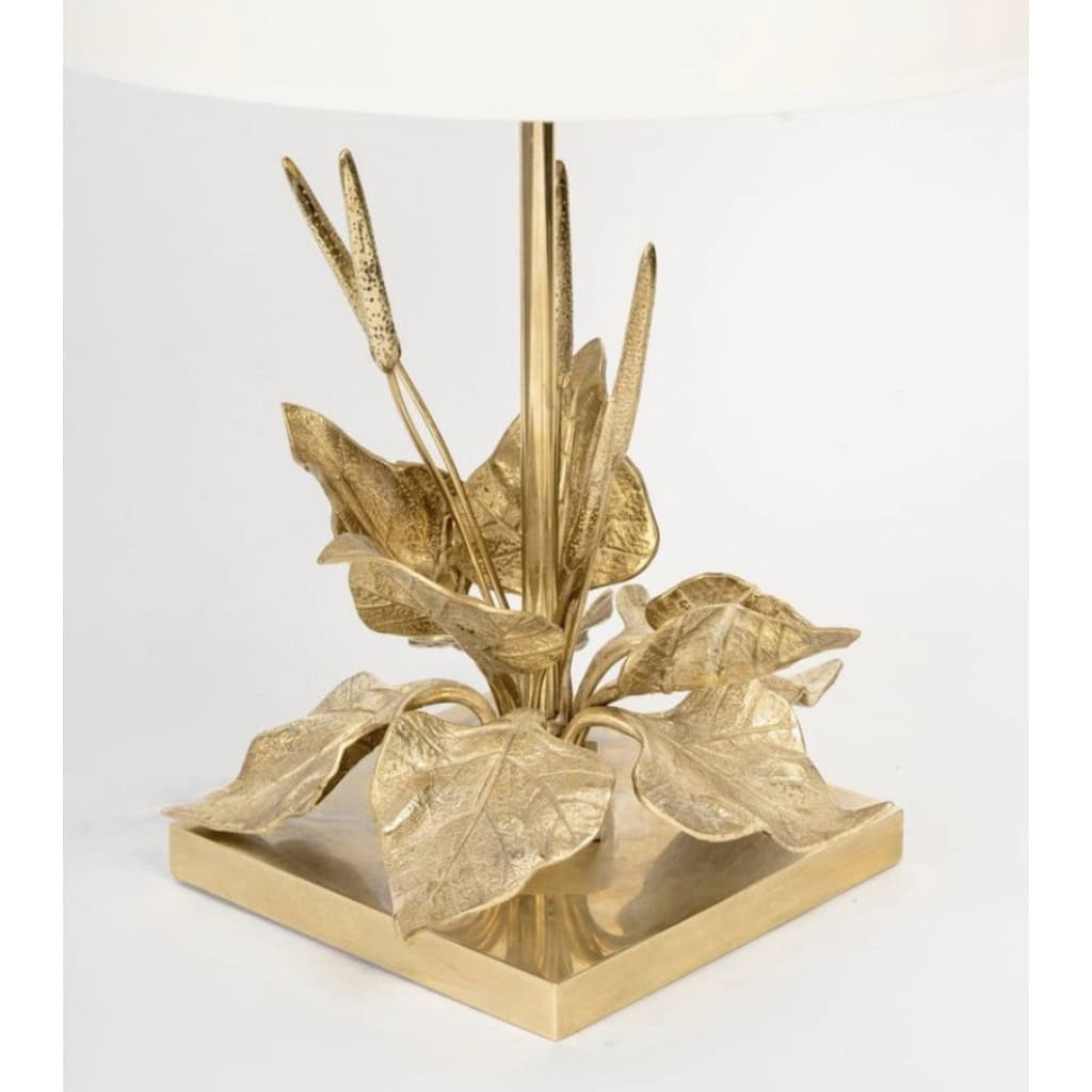 1970 Lampe à poser florale en bronze de la Maison Charles Pegay 4