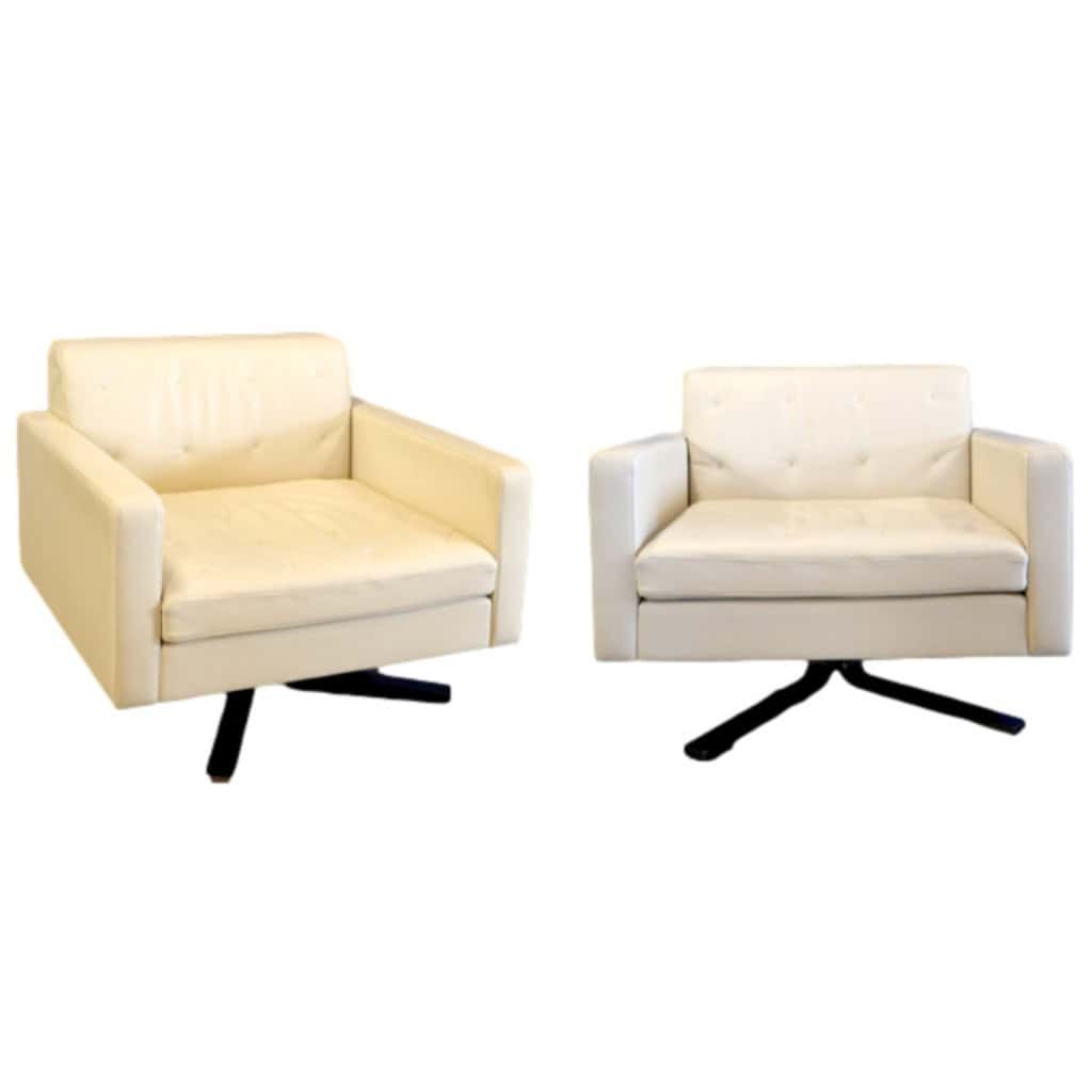 Jean-Marie Massaud pour Poltrona Frau Modèle Ferrari Kennedee Paire de fauteuils cuir 3