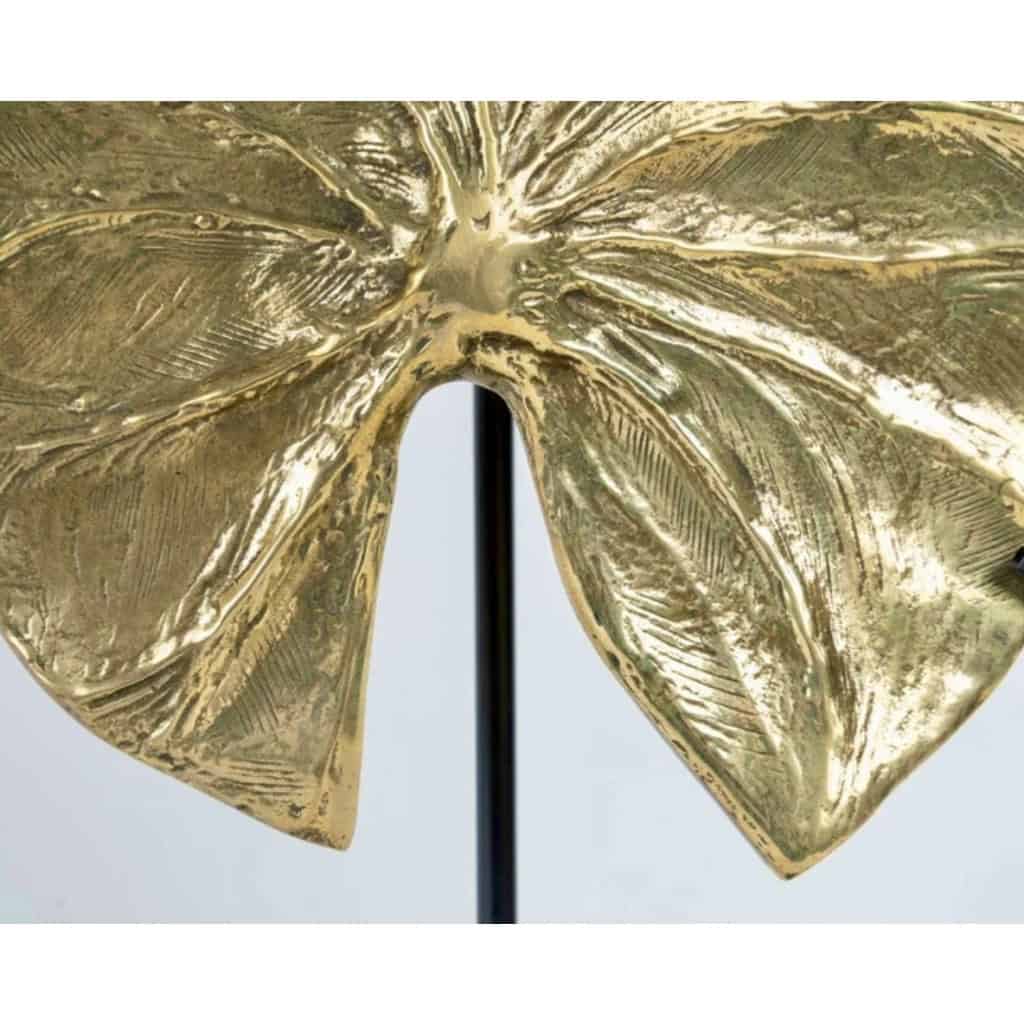 1970 Feuille en bronze doré dessinée par Christiane Charles Maison Charles 8