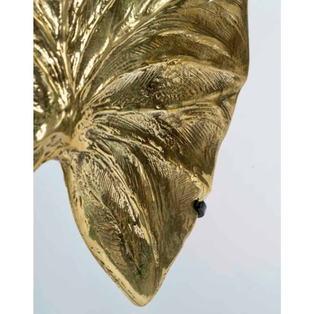 1970 Feuille en bronze doré dessinée par Christiane Charles Maison Charles 7