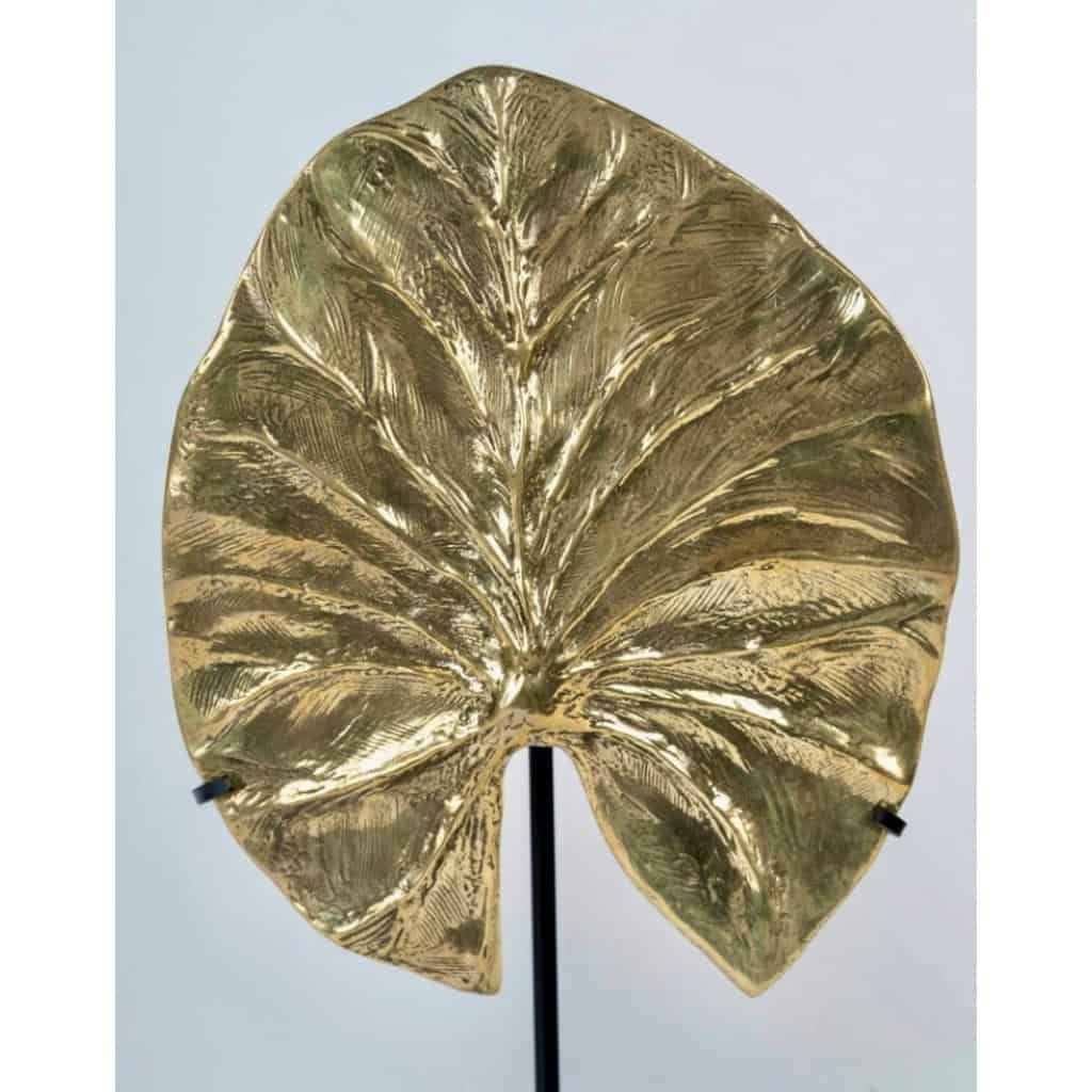 1970 Feuille en bronze doré dessinée par Christiane Charles Maison Charles 6