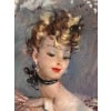 DOMERGUE Jean Gabriel Peinture XXè Jeune femme pensive Huile sur Isorel Signée Archives Willer 18