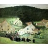 HERVE Jules Peinture Française 20è Langres Procession à Brevoines Huile sur Toile Signée Certificat D’authenticité 17
