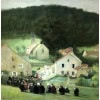 HERVE Jules Peinture Française 20è Langres Procession à Brevoines Huile sur Toile Signée Certificat D’authenticité 22