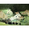 HERVE Jules Peinture Française 20è Langres Procession à Brevoines Huile sur Toile Signée Certificat D’authenticité 19