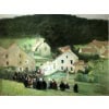 HERVE Jules Peinture Française 20è Langres Procession à Brevoines Huile sur Toile Signée Certificat D’authenticité 18