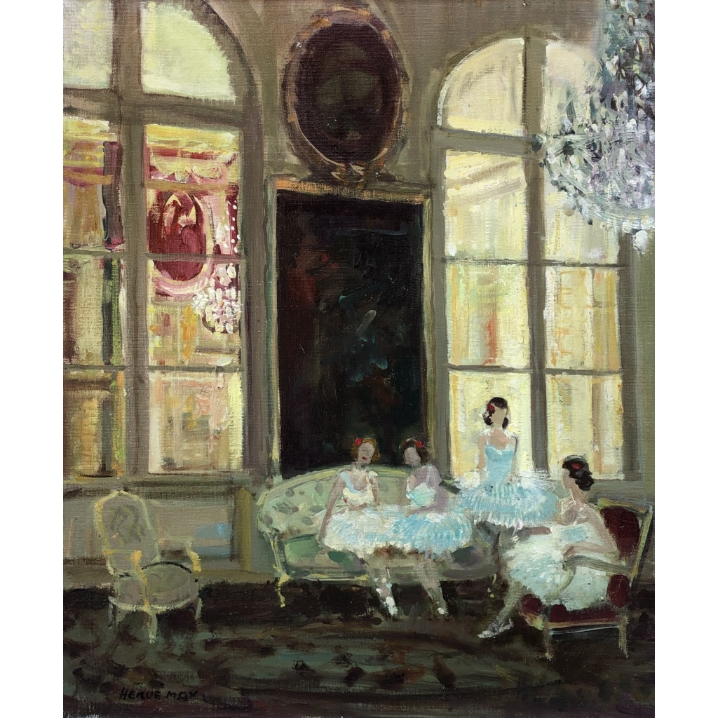 HERVE Max Les danseuses au repos Huile sur toile signée Certificat d’authenticité 7