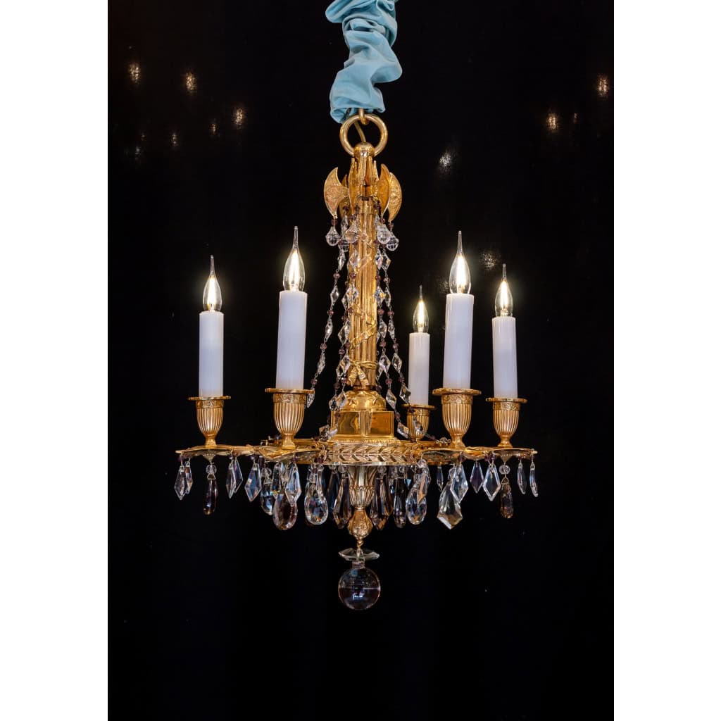 Lustre en bronze ciselé et doré de style Révolutionnaire XIXème siècle 3