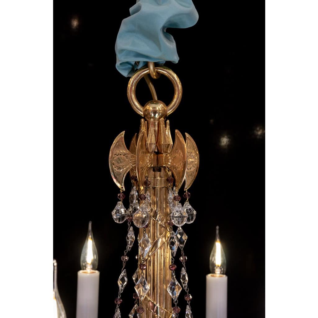 Lustre en bronze ciselé et doré de style Révolutionnaire XIXème siècle 4