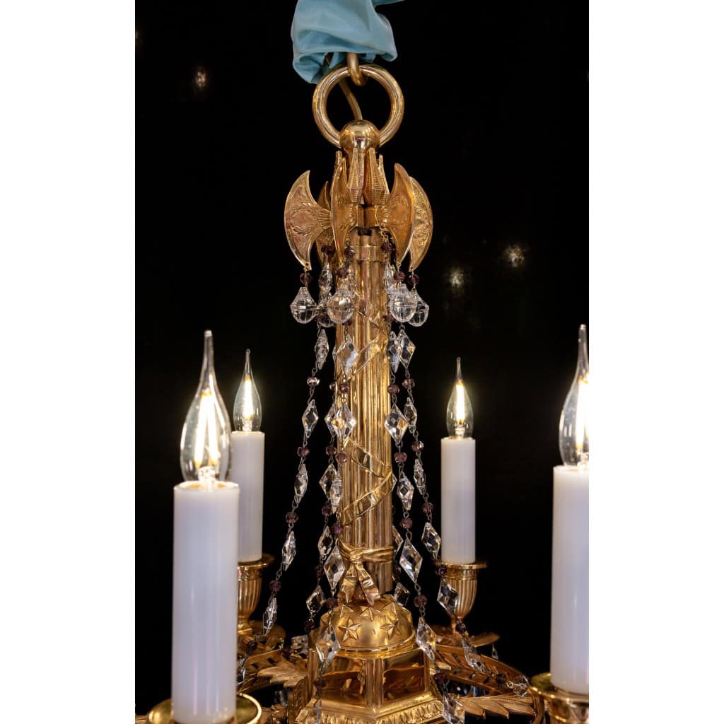 Lustre en bronze ciselé et doré de style Révolutionnaire XIXème siècle 5