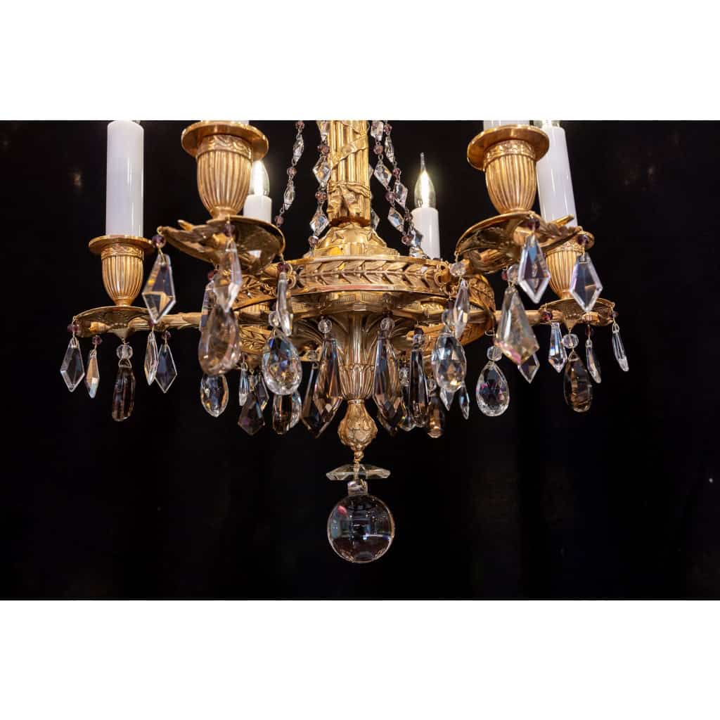 Lustre en bronze ciselé et doré de style Révolutionnaire XIXème siècle 11