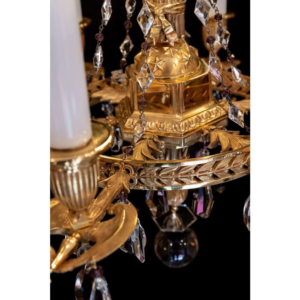 Lustre en bronze ciselé et doré de style Révolutionnaire XIXème siècle 10