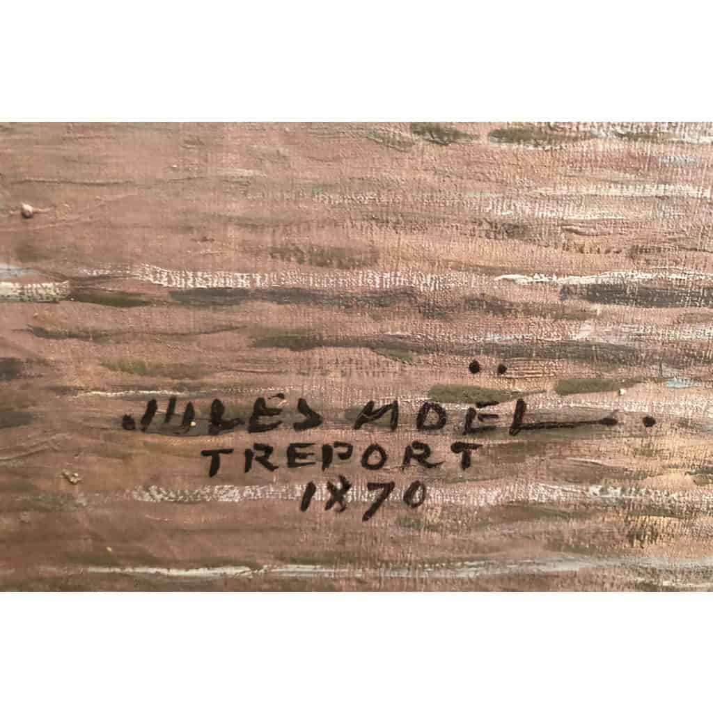 NOEL Jules Le Tréport en 1870 Huile sur toile signée située et datée Certificat d’authenticité 10