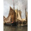 NOEL Jules Tableau Français Ancien 19è Port En Normandie Huile Sur Toile Signée Et Datée Certificat d’authenticité 21